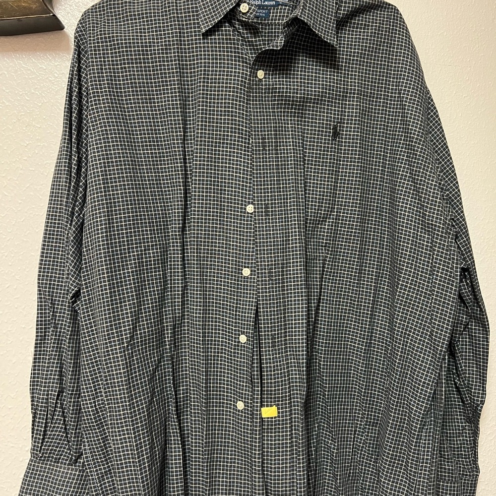 Polo Ralph Lauren Black and White with blue lines Checkered Shirt